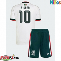 Camiseta México Alexis Vega #10 Visitante Equipación para niños Mundial 2026 manga corta (+ pantalones cortos)